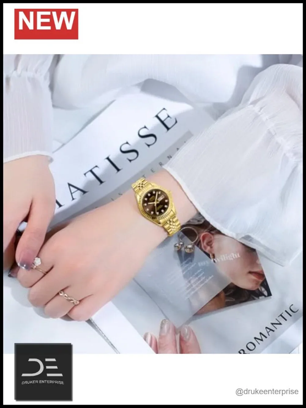 Stainless Steel Quartz Watch with Day-Date Display